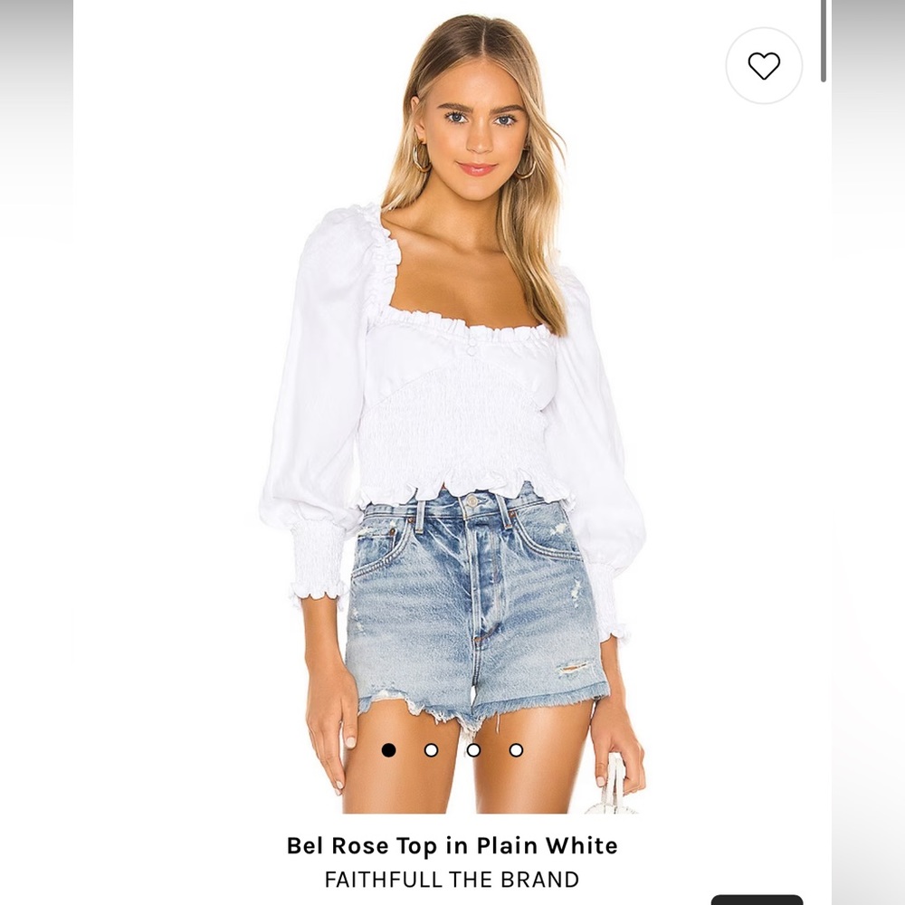 Faithfull The Brand - Bel Rose Top in Plain White. brand new